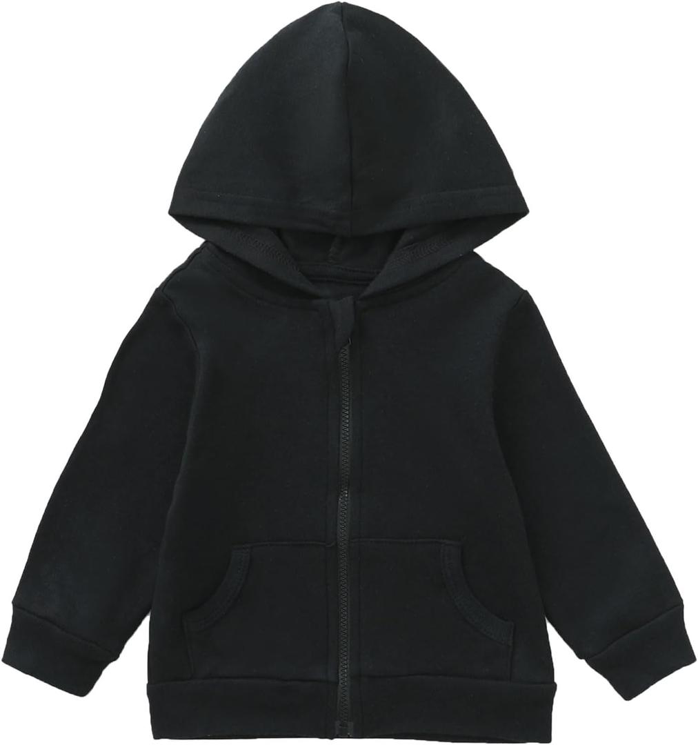 ROMPERINBOX Unisex Solid Baby Sweatshirts Hoodies, Lightweight Full Zip-up Jackets Coat 0-3 Months
