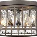 Crystal Flush Mount Ceiling Light, Contemporary Ceiling Lighting Fixture, Industrial Close to Ceiling Lighting for Bedroom, Living Room, Kitchen Island (Oil Rubbed Bronze)