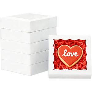 100 Pcs Individual Cookie Boxes 4 1/2" x 4 1/2" x 1 1/5" Small Gift Boxes Single Bakery Box for Christmas Valentine's Mother's Day