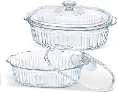 M MCIRCO 4-Piece Glass Casserole Baking Dish, Set of 2 Casseroles With Glass Lids, 1.9 Qt and 3 Qt