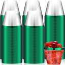 Lounsweer 100 Pcs 9oz Rimmed Plastic Cups Wedding Clear Cocktail Cups Heavy Duty Disposable Wine Glasses for Birthday Bridal Shower Baby Shower Holiday Celebrations(Green)