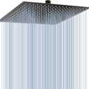 Voolan Oversize Rain Shower Head - High Flow Square Rainfall Showerhead - Waterfall Full Body Coverage - Universal Ceiling or Wall Mount (16 Inch, Matte Black)