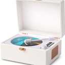 Portable CD Player with Bluetooth for Home CD Player with Builtin Speakers,Compact Desktop Design,USB,AUX,Headphone Jack,Vintage CD Player for Music Lovers,No Remote Control(White)