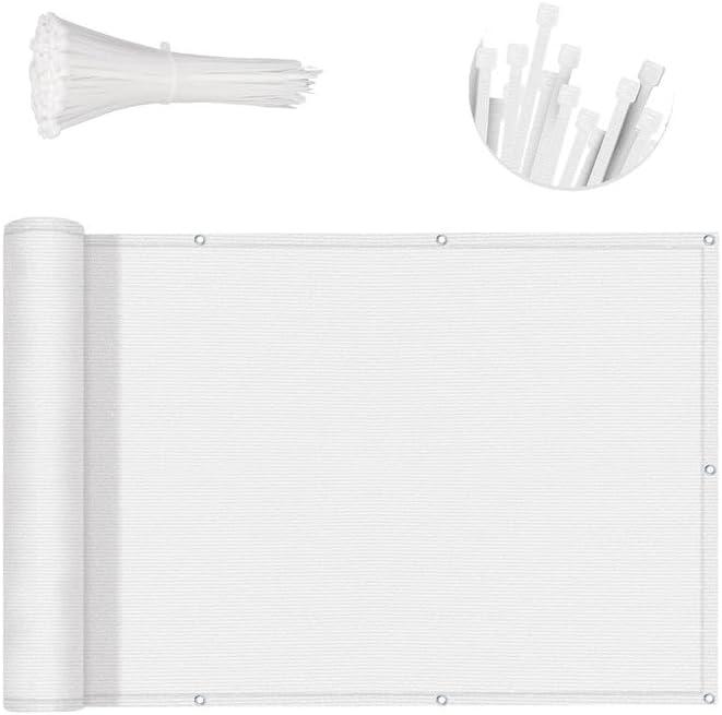 SUNNY GUARD 3FTx10FT White Balcony Privacy Screen Fence, Apartments Railing, Heavy Duty Wind Screen for Outdoor,Deck,Backyard,Patio PrivacyWe Make Custom Sizes