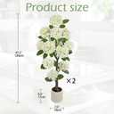 4FT White Hydrangea Artificial Flowers Tree Large Real Touch Faux Silk Hydrangea Plants Potted Fake Flower in White Pot for Home Indoor Outdoor Front Porch Garden Entrance Living Room Decor, 2 Pack