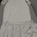 LALAGEN Women's Floral Lace Long Sleeve Off Shoulder Wedding Mermaid Dress (Large, White1)