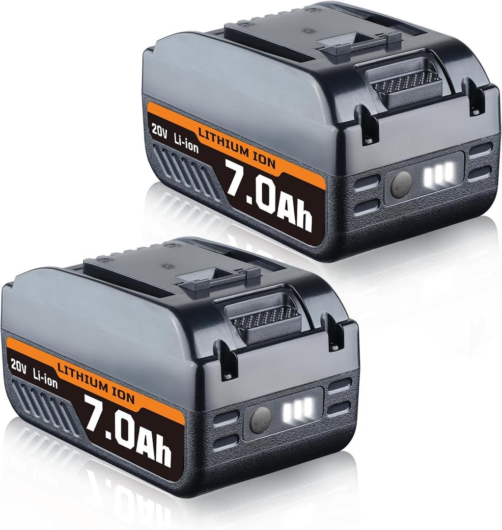 2Pack 7.0Ah WA3520 Li-ion Battery Replacement for Worx 20V Battery WA3525 WA3575 WA3578 Compatible with Worx Battery 20 Volt Max Lithium WG151s WG155s WG251s WG890 WG891 Cordless Tools