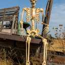 5.4-ft 165cm 1Pack Life Size Skeleton, Large Full Size Skeleton Halloween Decorations Realistic Plastic Posable Skeleton Decor for Outdoor Yard 5ft to 6ft Big Skeleton Poseable Standing Sitting