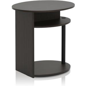 FURINNO Oval End Table, One, Walnut