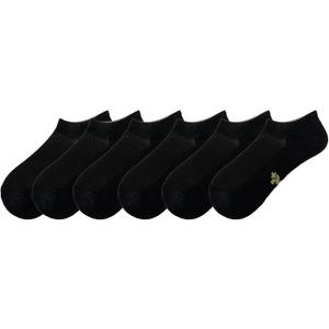+MD Bamboo Viscose Ankle Socks for Women and Men, Smell Control Breathable Cushioned Sole Casual 6 Pairs Low Cut Socks (Black)
