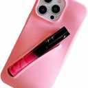 Lip Gloss Holder Case for iPhone 16 Pro Max, Lipgloss Lipstick Lip Glaze Stand Stylish Silicone Funny Women Girls Cover for iPhone 16 Pro Max 6.9 inch 2024 (Pink)