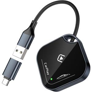 Wireless CarPlay Adapter for Apple iPhone-No Latency, Plug&Play, Stable Connection for Cars with Built-in Wired Apple CarPlay, Plug and Play CarPlay Wireless Adapter for iPhone 6~17, Fit for 800+ Cars