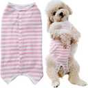 Dogs Recovery Suit Post Surgery Shirt for Puppy, Wound Protective Clothes for Little Animals(Pink White Stripe-xs)