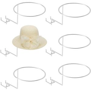 6 PCS Pegboard Hat Holder Hanger, Hat Displayer for Pegboard, Metal Helmet Rack Wall Mount Display Shelves Organizer for Home Retail Shop