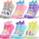 ANTSANG Kids Girls Toddler Unicorn Ankle Socks Cute Silly Cartoon No Show Funny Novelty Fashion Cotton Socks 6 Pairs (3-5T, Animal)