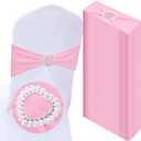 VitalCozy 50 Pcs Spandex Chair Sashes with Heart Shaped Buckle Slider Stretch Chair Cover Band Universal Elastic Chair Ties for Wedding Banquet Event Party Decoration(Pink)