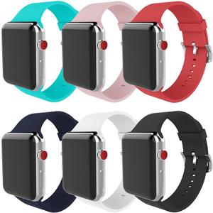 Compatible with Apple Watch Band 38mm 40mm 41mm 42mm 44mm 45mm 49mm Women Men Soft Silicone Sport Strap Replacement Wristbands with Classic Clasp for iWatch Series 8 7 6 5 4 3 2 1 SE 6Pack