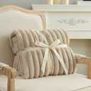 Amlie Home Faux Fur Throw Blanket for Couch, Cozy Fuzzy Fluffy Fur Luxurious Soft Striped Plush Gift Blankets for Family Sofa Chair Bedroom, 55"x70", Beige