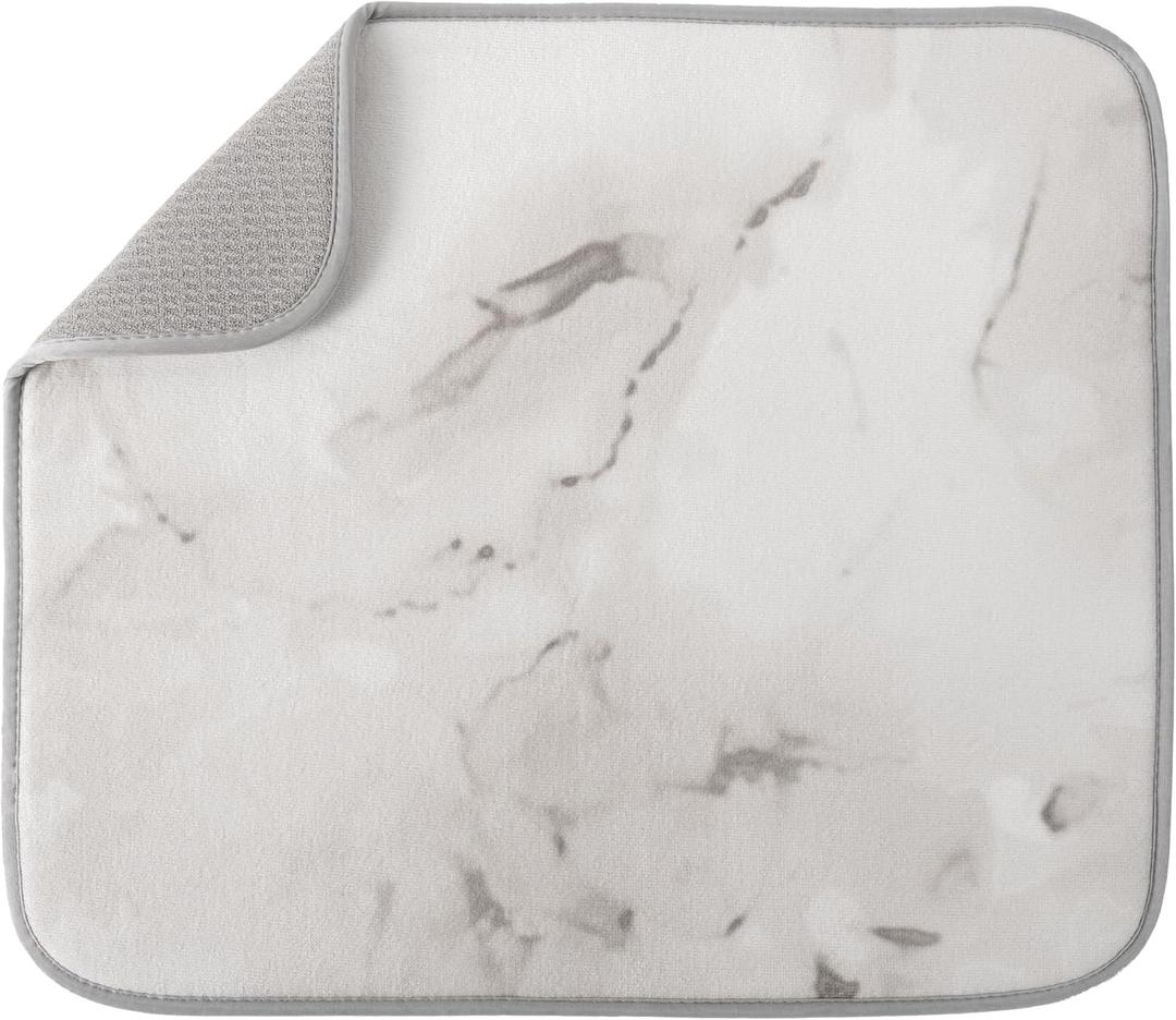 S&T INC. Dish Drying Mat, 16 x 18, Absorbent Microfiber Kitchen Counter Mat, Dish Drying Pad for Dishes, Utensils, Pots and Pans, Large, Grey Stone