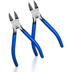 Wire Cutters 2 Pack KAIHAOWIN 6 Inch Wire Cutters Set Spring Loaded Wire Snips Diagonal Cutting Pliers Dikes Precision Wire Clippers Small Flush Cutter for Cutting Wires,Electronics,Cables,Jewelry,DIY (ef of 2 pk)
