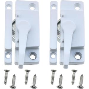 2PCS Cam Type Sash Lock Metal Crescent Lock White Sliding Window Lock with Screws Suitable for Vertical and Horizontal Sliding Window