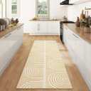 2x6 Washable Runner Rugs for Kitchen, Soft Abstract Rainbow Orange Boho Rug for Bedroom Bedside Laundry Room Bathroom,Modern Non Slip Low Pile Floor Mat