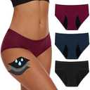 YESWEL Period Underwear For Women, Leak-Proof Hipster, Brief, Heavy Flow, 3 Pack M