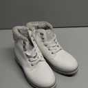 hash bubbie Women's White Combat Boots Black Platform Boots Non Slip Waterproof Ankle Boots Fall Winter Hiking Boots Fuzzy Snow Boots for women with Zipper Size 8