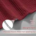 PANGSINNE Stall Burgundy Fabric Shower Curtain - Waffle Textured Small Heavy Duty Cloth Shower Curtains for Bathroom, 256GSM Narrow Hotel Spa Luxury Bath Curtain Set with 6 Hooks (36Wx72H, Burgundy)