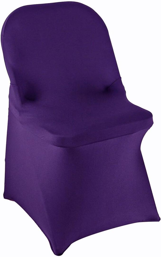 WELMATCH Dark Purple Spandex Folding Chair Covers - 50 PCS Wedding Events Party Decoration Stretch Elastic Chair Covers Good (Dark Purple, 50)