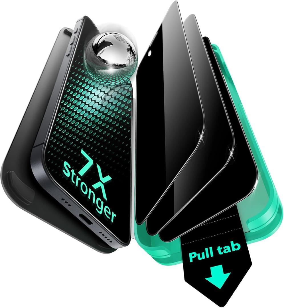 ESR 3 Pack 9H+ Glass for iPhone 13 Pro Max/iPhone 14 Plus Privacy Screen Protector, [Military Grade Shatterproof & Longest Durable] Armorite Anti-spy Tempered Glass with UltraFit Tray