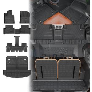 Floor Mats Compatible with 2021-2025 2026 Kia Sorento 6&7 Passenger Cargo Mat TPE Back Seat Cover Protector 2024 Sorento Accessories (Fit 6&7 Seats,Trunk Mat with Backrest Mats+Floor Mats)