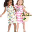 Disney Frozen Elsa Princess Minnie Mouse Stitch Toddler Girl Dresses 2 Pack Short Ruffle Sleeve Costume Set Outfit 2-13 Years (Pink, S)