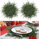 6 Pcs Christmas Pine Placemats 17 Inch Artificial Greenery Placemats Round Cedar Branch Place Mat Dining Table Mats for Xmas Party Decorations Holiday