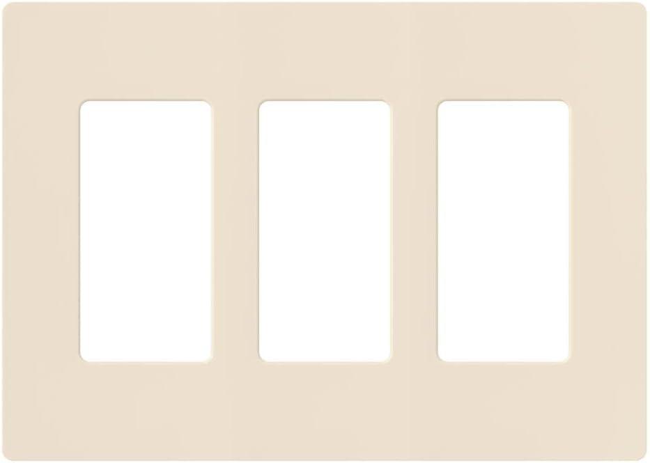 Lutron Claro Light Switch Cover Plate, 3 Gang Wallplate, for Decorator Light Switches, Rocker Light Switch Cover, Outlet Cover, Screwless Switch Plate Cover, Gloss, CW-3-LA, Light Almond (1 Pack)