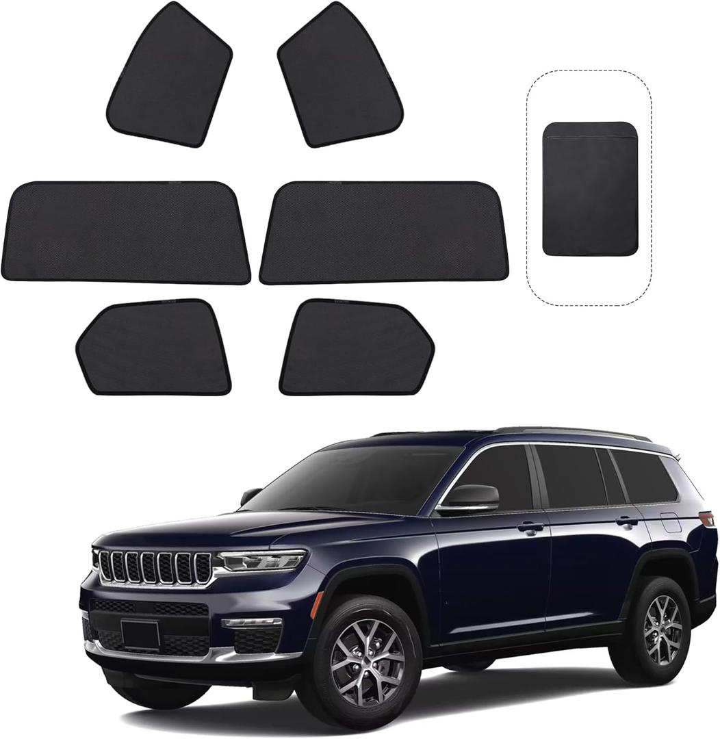 Front Side Half Window Shade Foldable Custom Fit for 2021-2024 Je-ep Grand Cherokee L Car Window Shades for Side Window Sun Shade UV Protection Heat Insulation for Camping Sleeping 6PCS