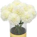 10Pcs Artificial Fake Flower Plants Silk Chrysanthemum Ball Hydrangea Arrangements Wedding Bouquets Decor Home Kitchen Garden Party Table Floral Centerpieces DIY(White)