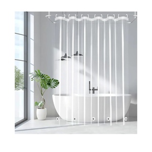 EurCross 9G Clear Shower Curtain Liner 72 x 78 inches Long with 5 Magnet Weights, Heavy Duty Weighted Premium PEVA Plastic Shower Curtain Liner with 12 Hooks for Bathroom