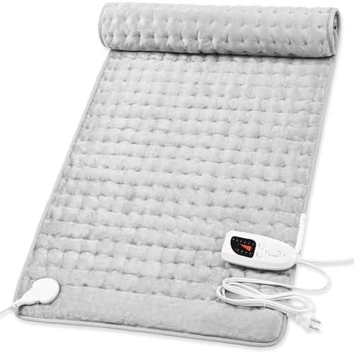 Heating Pad,Electric Heating Pads for Back,Neck,Abdomen,Moist Heating Pad for Shoulder,Knee,Arms,Legs,Dry/Moist Heat & Auto Shut Off,Birthday Gifts for Men and Women(Light Gray, 40''×20'')