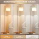Ambimall 60" Floor Lamp for Living Room with 3 Color Temperatures, Adjustable Beige Shade with Brown Pole, Tall Lamp for Bedroom Office Classroom Dorm Room, 9W Bulb Included