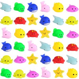 FINGOOO 36 PCS Mochi Ocean Animal Toys, 9 Styles Mini Kawaii Sea Animal Squeeze Toys Party Favors for Kids School Classroom Easter Basket Stuffers
