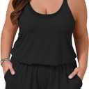 Summer Mae Plus Size Swim Romper Women One Piece Swimsuit Blouson Bathing Suit with Pockets 2025 Modest Swimwear Black 24 Plus