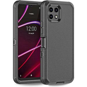 Anloes Case for T-Mobile Revvl 7 5G, Phone Case Heavy Duty Shockproof Dustproof Rugged Protective, 3 in 1 Bumper Cover for Revvl 7 5G(Without Built-in Screen Protector) (Black)