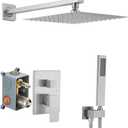 Brushed Nickel Shower System 10 Inch Bathroom Luxury Rain Mixer Shower Combo Set Wall Mounted Rainfall Shower Head and Handheld System Shower Faucet Rough-in Valve Body and Trim Kit