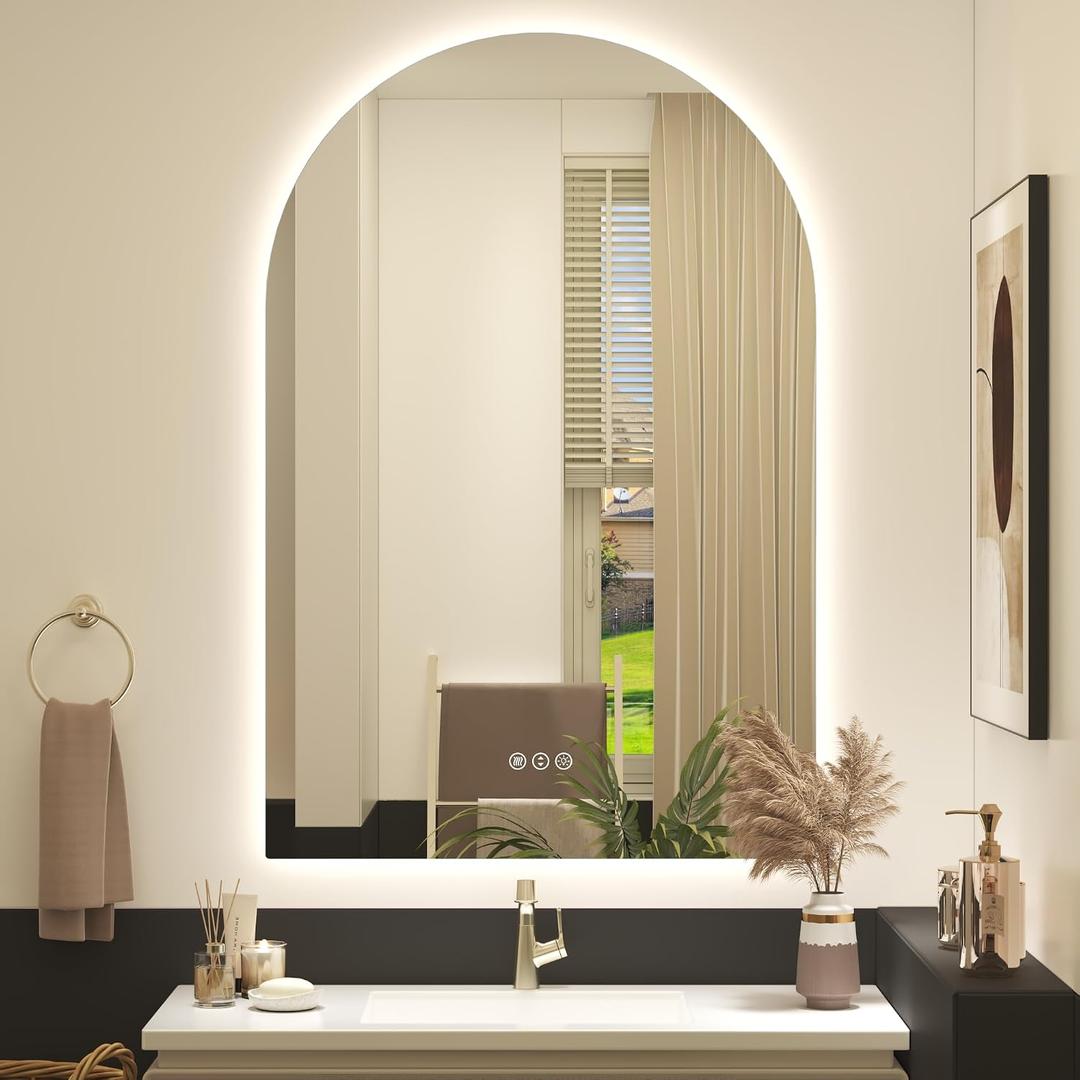 Arched Backlit LED Lighted Bathroom Mirror 24x36