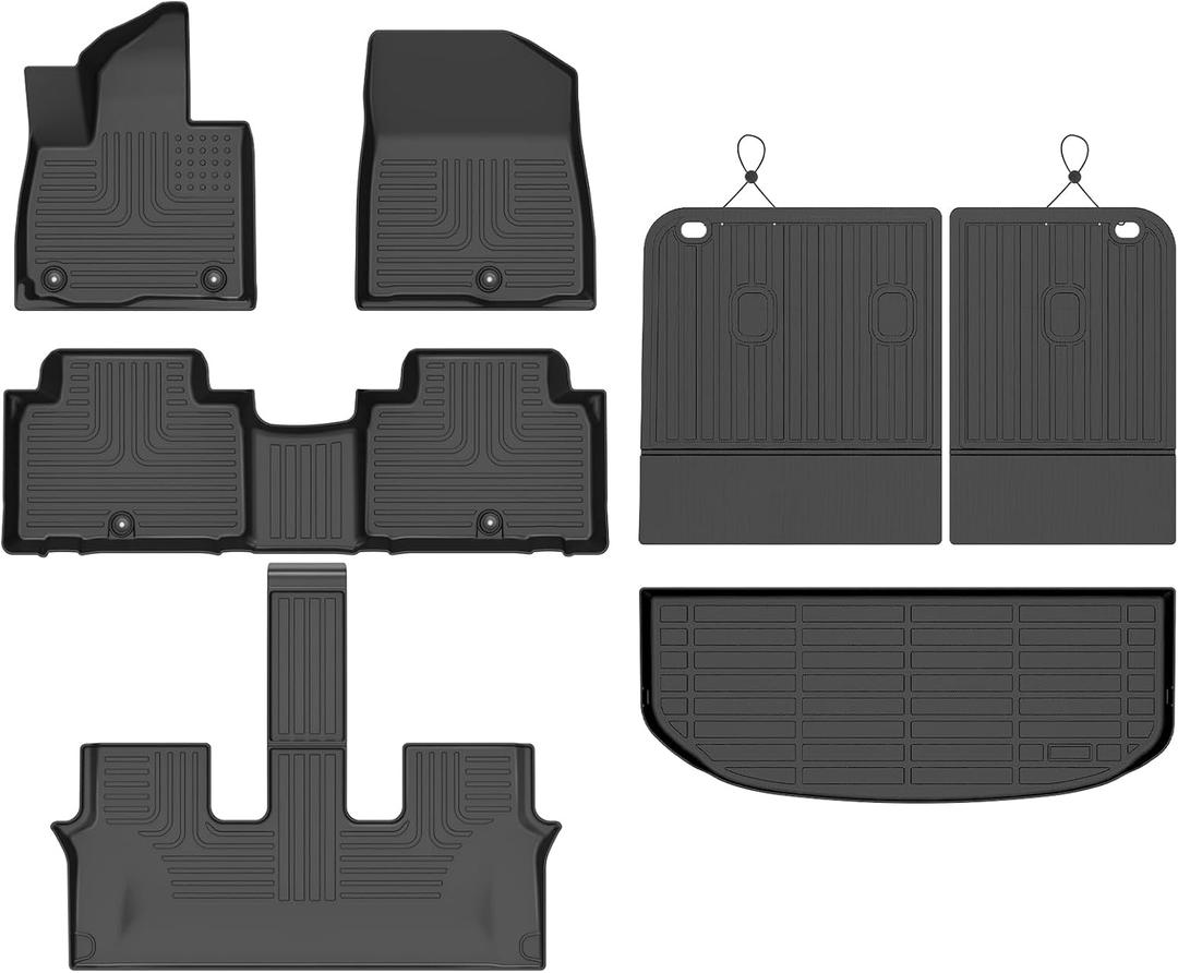 Floor Mats & Cargo Liner Set Fit for 2027 Kia Telluride Models
Not Hybrid, Custom Fit, All Weather Protection, Anti-Slip, Heavy Durable, TPE, Automotive Accessories, Black, Floor Liners