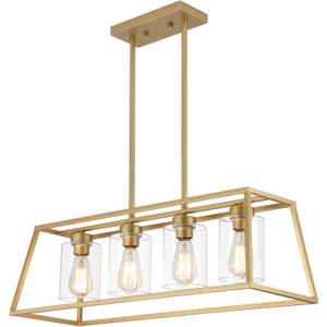 4-Light Gold Chandeliers for Dining Room, Kitchen Island Light Fixture, L32" - 4 Light