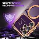 Fiyart Cute Magnetic Wave Frame Curly Shape for Samsung Galaxy S24 Ultra Case with Screen Protector, Luxury Plating Shockproof Phone Case for Women Girls for Samsung Galaxy S24 Ultra,Dark Purple