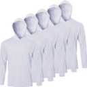 LeeHanTon Men's Sun Shirts Sun Protection Hoodie Shirt UPF 50+ Long Sleeve Work Athletic Shirt with Hooded for Fishing Hiking (White, Medium)