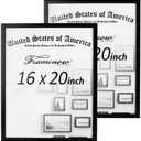 16x20 Picture Frame 2 Package Hatter-Resistant Plexiglas Display Photo Frames, Vertical & Horizontal Wall Hanging Home Decor Black